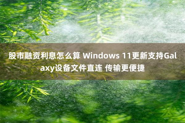 股市融资利息怎么算 Windows 11更新支持Galaxy设备文件直连 传输更便捷