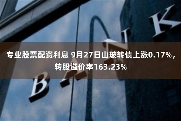 专业股票配资利息 9月27日山玻转债上涨0.17%，转股溢价率163.23%